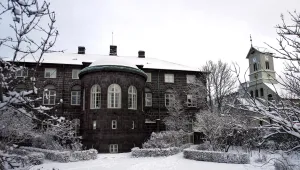 The Icelandic parliament building in Reykjavik. 