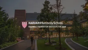 Rajawali Foundation Institute for Asia logo with HKS backdrop