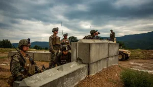 U.S. Marines with Black Sea Rotational Force 18.1 observe a target
