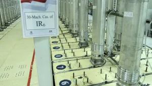 centrifuge machines in the Natanz uranium enrichment facility in central Iran