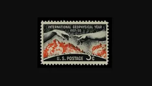 A U.S. postage stamp commemorating the International Geophysical Year.