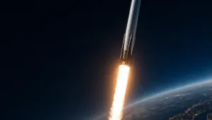 Cover image of a rocket boosting into space