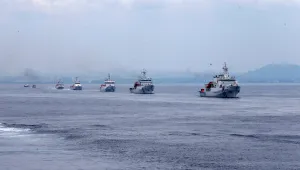 President Ma attends Hai An No. 8 Exercise held by Coast Guard Administration in waters off Kaohsiung. (2015/06/06)