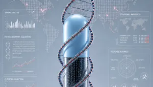 ChatGPT-generated cover image of a digital data biology background