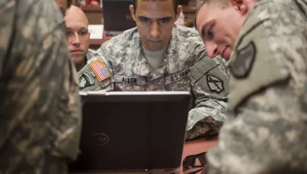 FORT GORDON NELSON HALL, Augusta, Georgia, June 10, 2014 – The U.S. Army’s ‘Cyber Center of Excellence’, Fort Gordon in Augusta, Georgia, hosted a multi-service ‘NetWar’ to show, and build, cyber Warrior capabilities Tuesday, June 10. 