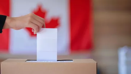 A Canadian casts a vote