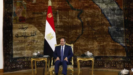 Egyptian President Abdel Fattah el-Sissi attends a meeting with U.S. Secretary of State Antony Blinken at the Al-Ittihadiya Palace in Cairo, Egypt, Wednesday, Sept. 18, 2024.