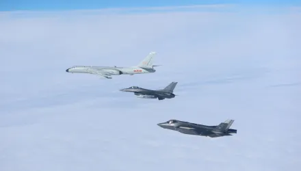 United States and Canadian fighter jets intercepted four Russian and Chinese bombers flying in international airspace near Alaska on July 24, 2024. 
