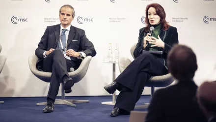 Meghan L. O'Sullivan moderates a panel at MSC featuring Rafael Grossi, DG of the IAEA