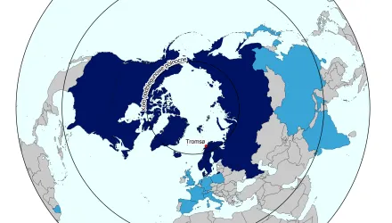 A map of Arctic Council member states and observer states.