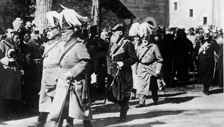 Paul von Hindenburg, General Erich Ludendorff, and Admiral Tirpitz attend the funeral of the ex-Kaiserin Augusta Victoria, wife of Kaiser Wilhelm II, Postdam, Germany, May 2, 1921. 