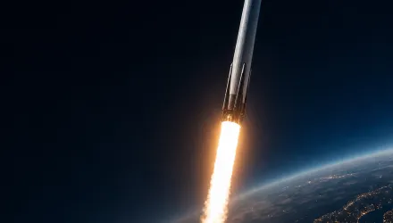 Cover image of a rocket boosting into space