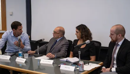 Eran Schwartz, Edward Djerejian, Anwar Mhajne, and Barak Sella in conversation