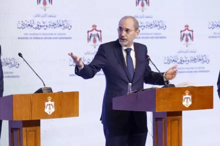 U.S. Secretary of State Antony Blinken, right, Egyptian Foreign Minister Sameh Shoukry, left, and Jordanian Deputy Prime Minister and Foreign Minister Ayman Safadi attend a press conference in Amman, Jordan, Nov. 4, 2023. Blinken makes a push to ease the plight of civilians. He met with Arab foreign ministers, a day after talks in Israel with Prime Minister Benjamin Netanyahu, who insisted there could be no temporary cease-fire until all hostages held by Hamas are released.