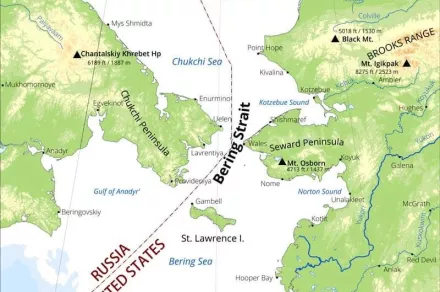 A map of the Bering Strait region.