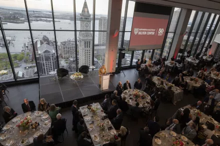 Graham Allison speaks at podium