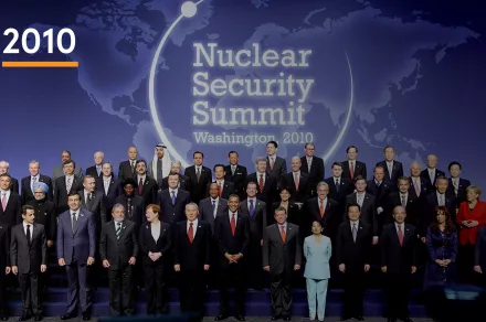 China, Russia, and 45 other countries join the United States to convene Nuclear Security Summits aimed at strengthening protections on nuclear material.  Source: Wikipedia/Kremlin