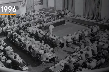 1996: The UN General Assembly adopts the Comprehensive Nuclear-Test-Ban Treaty with P5 support. Source: United Nations