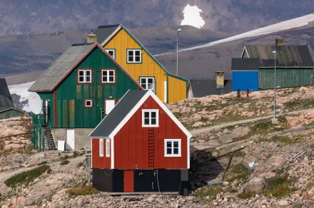 Colorful buildings in Ittoqqortoormiit, eastern Greenland.