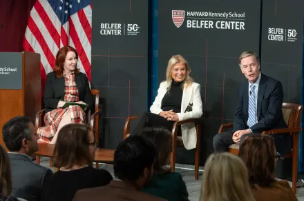  Nick Burns and Jane Hartley, Meghan L. O'Sullivan, photographed at the launch of the Program on Diplomacy and Statecraft, May 2026