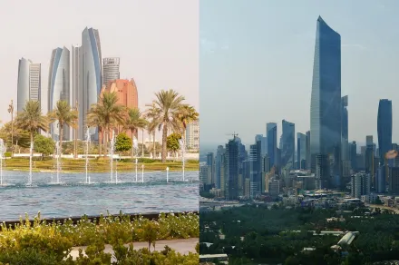 Skylines of Abu Dhabi and Kuwait City