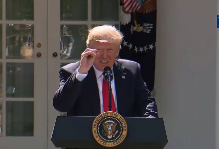 President Trump during his June 1, 2017 announcement to leave the international Paris Agreement.