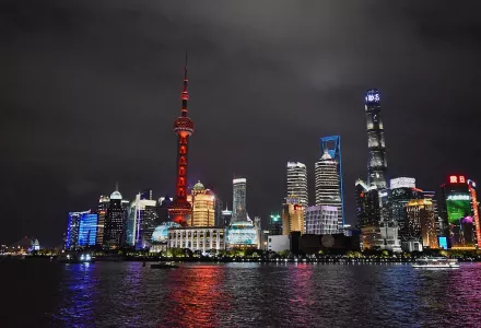 A nighttime view of the Lujiazui peninsula of Shanghai, seen from the Bund, 25 November 2019. Lujiazui is Shanghai’s financial district.