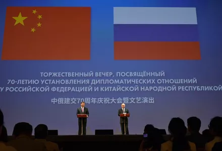 Chinese President XI Jinping & Russian President Vladimir Putin at a gala evening dedicated to the 70th anniversary of the establishment of diplomatic relations between Russia and China, 5-June-2019.