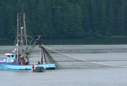Commercial fishing vessel Cloud Nine near Sitka as seen from the Fairweather ferry