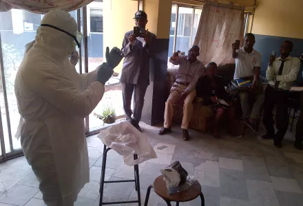 CDC training session on Ebola infection control in Lagos, Nigeria in August 2014.