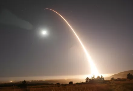 An unarmed Minuteman III intercontinental ballistic missile launches during an operational test at Vandenberg Air Force Base in California. May 3, 2017.