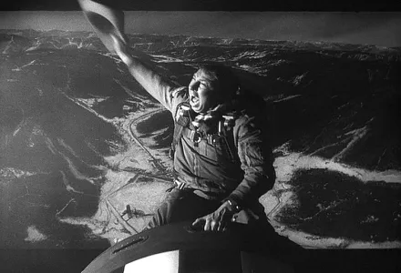 A scene from "Dr. Strangelove or: How I Learned to Stop Worrying and Love the Bomb"