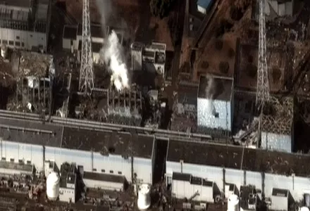 The Fukushima I nuclear power plant after the 2011 earthquake and tsunami.