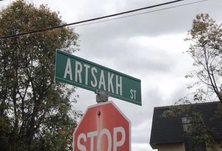 Artsakh St. sign in Watertown, Mass. The Republic of Artsakh, commonly known by its former name of the Nagorno-Karabakh Republic, is a state with limited recognition in the South Caucasus. Watertown is a major center of the Armenian diaspora in the U.S.; Massachusetts has passed a bill recognizing Artsakh.