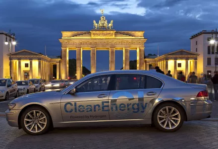  BMW Hydrogen 7 (E68), taken in Berlin, with the Brandenburg Gate in the background, 4 June 2009.