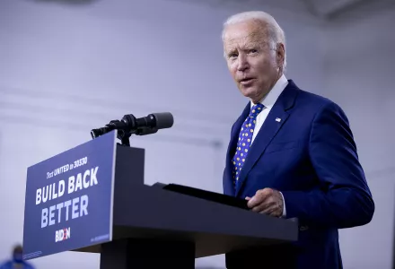 In this July 28, 2020, file photo, Joe Biden speaks at a campaign event.