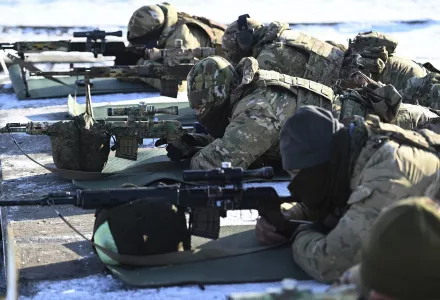 Russian soldiers take part in drills at the Kadamovskiy firing range in the Rostov region in southern Russia, Thursday, Jan. 13, 2022. (AP Photo)