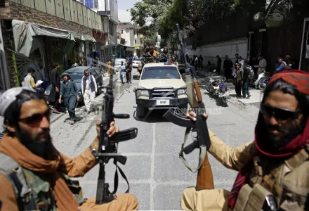 Taliban fighters patrol in Kabul, Afghanistan, Thursday, Aug. 19, 2021. 
