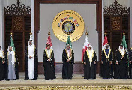 GCC leaders pose during the Arabian Gulf countries summit in Manama, Bahrain