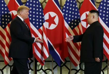 Trump and Kim meet in Hanoi in February 2019.