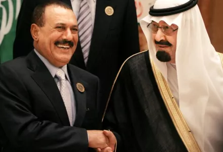 Yemeni President Ali Abdullah Saleh with Saudi King Abdullah bin Abd al-Aziz