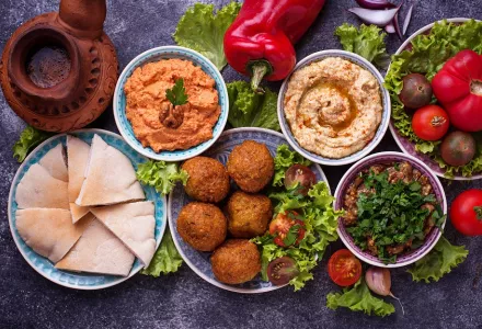 Middle Eastern Mezze Dishes, Adobe Stock Photo.