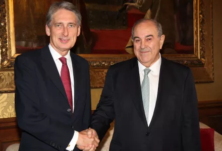 Former Foreign Secretary Philip Hammond meeting Iraqi Vice President Dr Ayad Allawi in London, 6 October 2014.