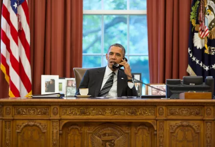 President Obama on the phone with President Rouhani