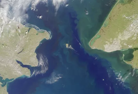 Satellite image of the Bering Strait and Diomede Islands