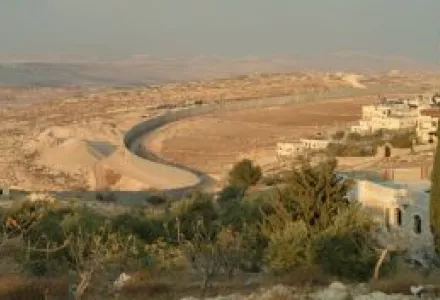 Israel's separation wall through the town of Anata in the West Bank.