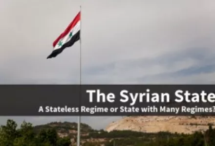A Syrian flag flies near Damascus.