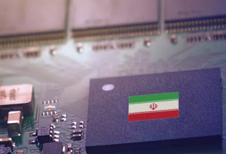 Circuit board with flag of Iran