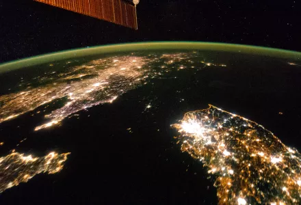 Korean Peninsula at night.