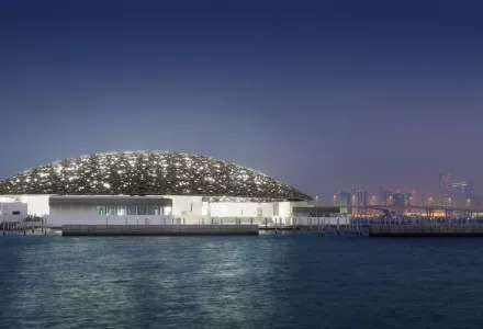 Louvre Abu Dhabi at night